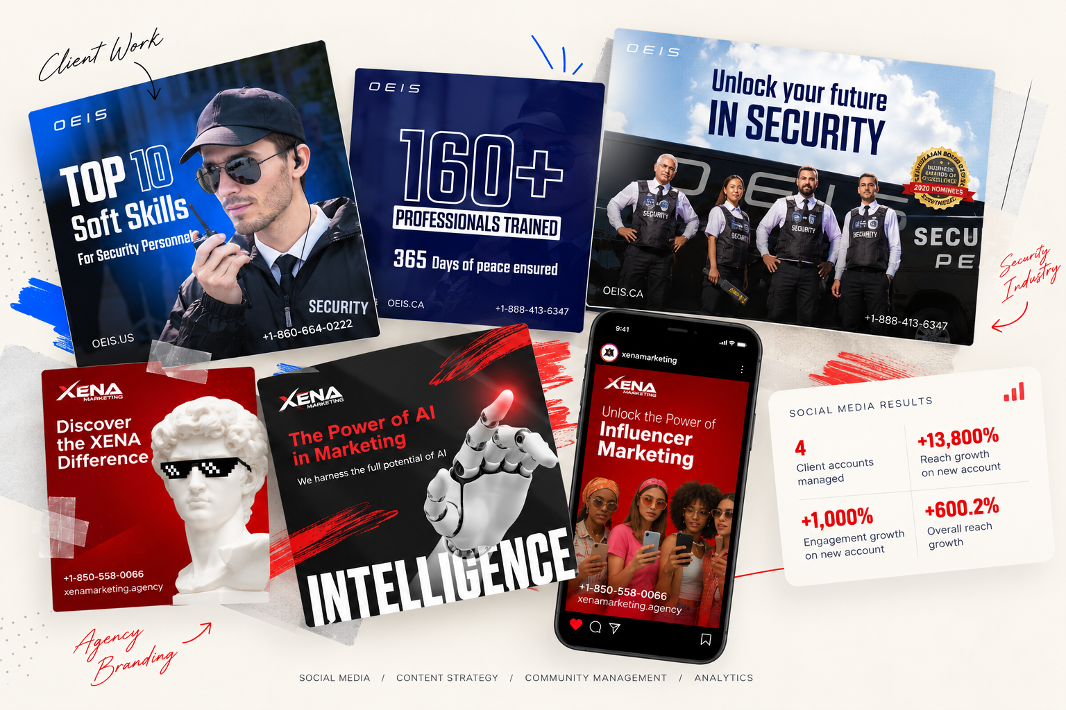 XENA Agency social media and content marketing work